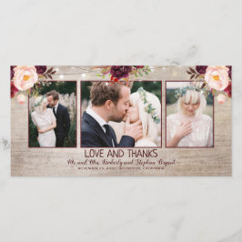 Landsbyggsbröllopet Burgundy Blommigts Rustic Tack Kort