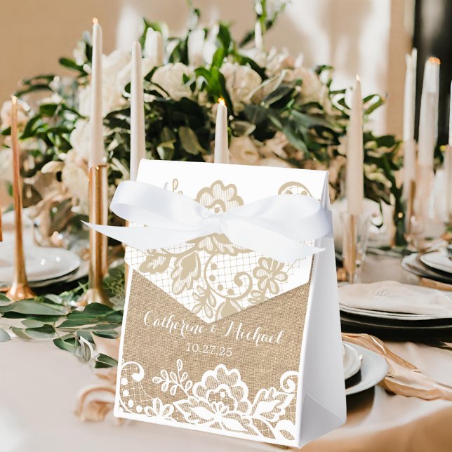 Landsbyggsbröllopet Burlap och Snöre Rustic Presentaskar (Skapare uppladdad)