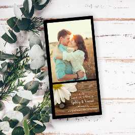 Landsbyggsbröllopet daisy och Barn Wood Spara datu Datumet