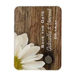 Landsbyggsbröllopet daisy och Barn Wood Spara datu Magnet