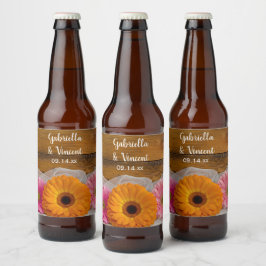 Landsbyggsbröllopet daisy Trio Ölflaska Etikett