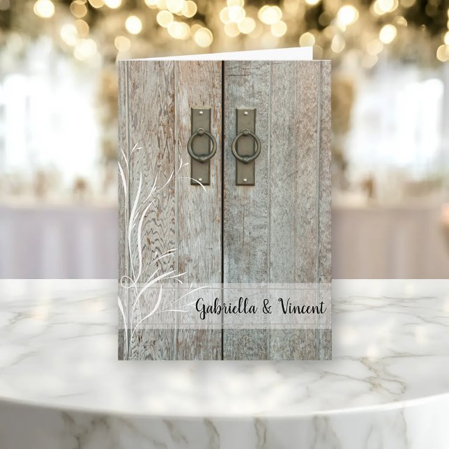 Landsbyggsbröllopet dubbla Barn Doors Inbjudan (Skapare uppladdad)