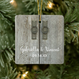 Landsbyggsbröllopet dubbla Barn Doors Julgransprydnad Keramik