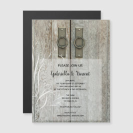 Landsbyggsbröllopet dubbla Barn Doors Magnetisk Inbjudningskort