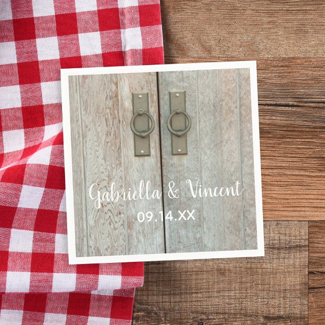 Landsbyggsbröllopet dubbla Barn Doors Pappersservett (Add a rustic chic flair to your farm wedding reception with the charming barn door paper napkins.)