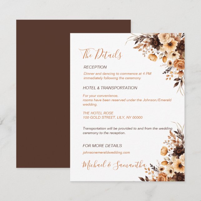 Landsbyggsbröllopet Fall Rustic Brown och Ivory Ro Tilläggskort (Fram/baksida)