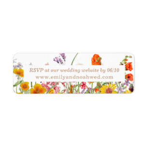 Landsbyggsbröllopet Färgämnen för Vild Flowers web Returadress Etikett