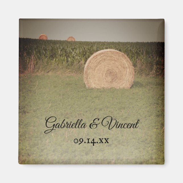 Landsbyggsbröllopet Farm Hay Bales Magnet (Framsidan)