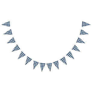 Landsbyggsbröllopet Navy Blue Gingham Vimplar