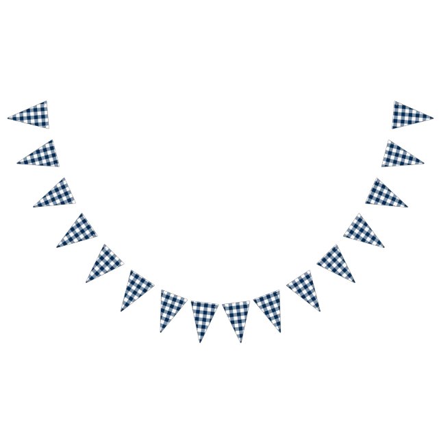 Landsbyggsbröllopet Navy Blue Gingham Vimplar (Alla)
