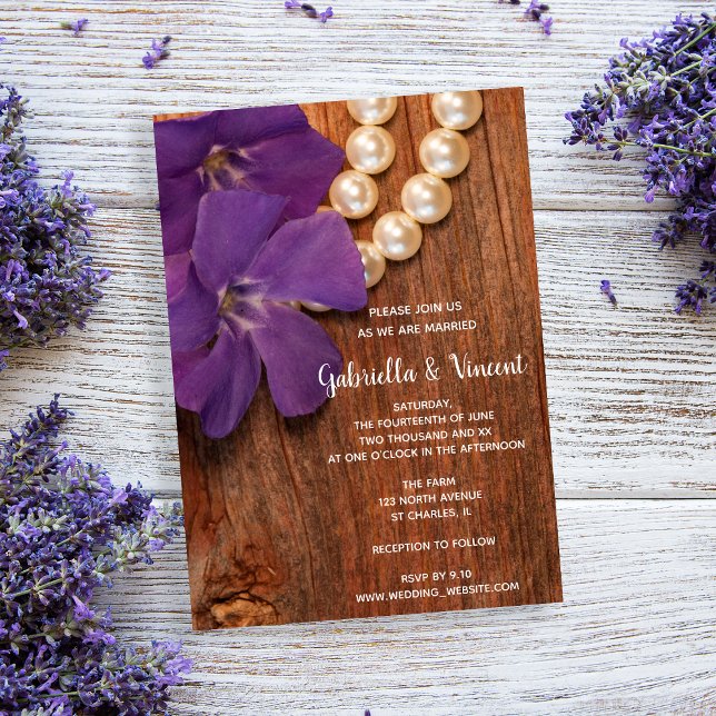Landsbyggsbröllopet Periwinkle, Pearls and Barn Wo Inbjudningar (Skapare uppladdad)