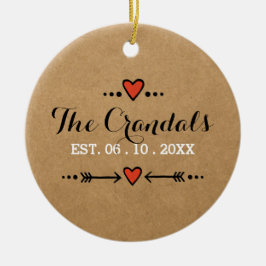 Landsbyggsbröllopet rosa Sweethearts & Arrows Rust Julgransprydnad Keramik