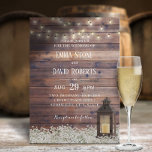 Landsbyggsbröllopet Rustic Barn Lantern String Lju Inbjudningar<br><div class="desc">Rustic Barn Lantern String Ljus Land Blommigt Bröllbjudanden.</div>