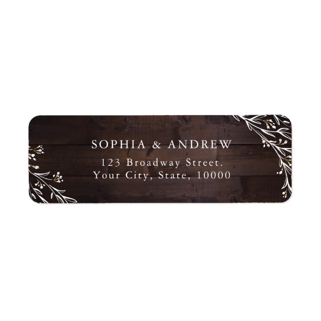 Landsbyggsbröllopet Rustic Barn Wood Boho Blommigt Returadress Etikett (Framsidan)