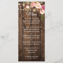 Landsbyggsbröllopet Rustic Boho Blommigt Meny