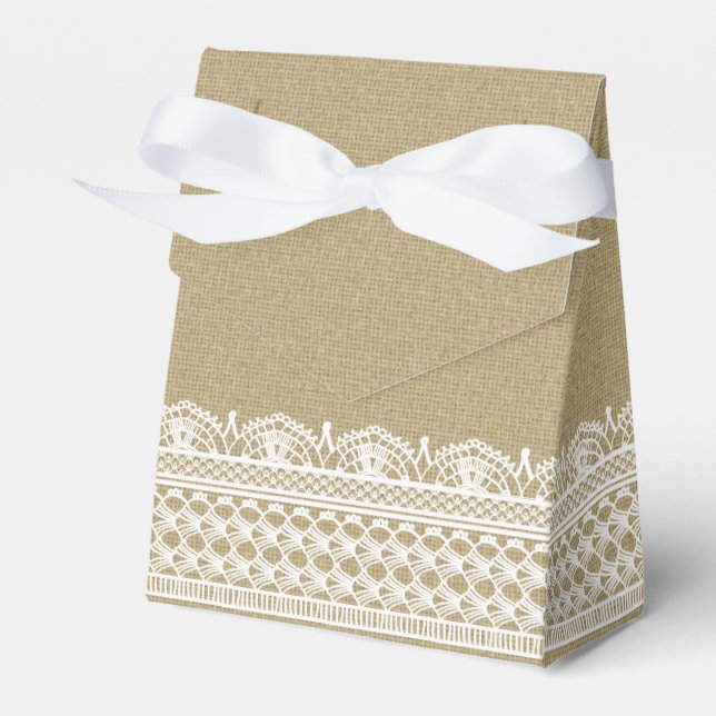 Landsbyggsbröllopet Rustic Burlap Snöre Presentaskar (Framsidan Sidan)