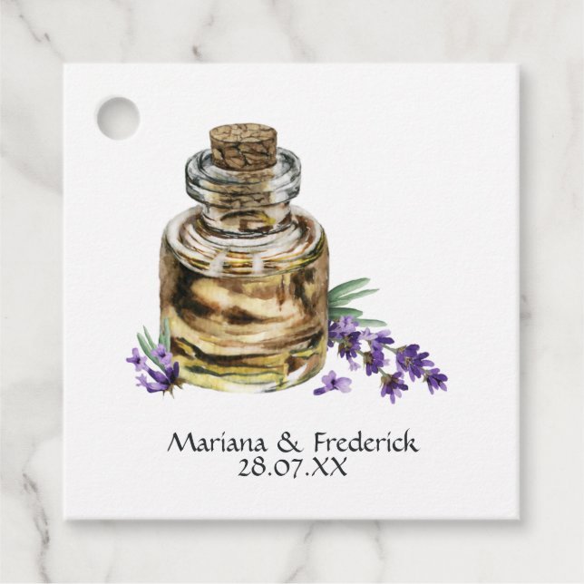 Landsbyggsbröllopet Rustic Cotton Lavender Gåvor Etiketter (Framsida)