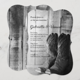 Landsbyggsbröllopet Rustic CowboyBoots Inbjudningar