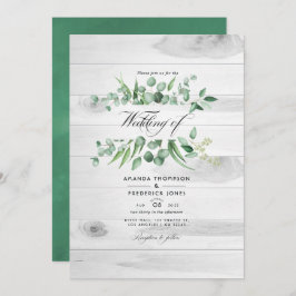 Landsbyggsbröllopet Rustic Eucalyptus Greenery QR  Inbjudningar