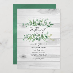 Landsbyggsbröllopet Rustic Eucalyptus Greenery QR  Inbjudningar