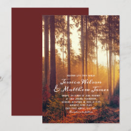 Landsbyggsbröllopet Rustic Fall Forest Autumn Färg Inbjudningar