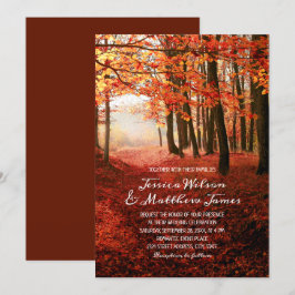 Landsbyggsbröllopet Rustic Fall Forest Burgundy Au Inbjudningar