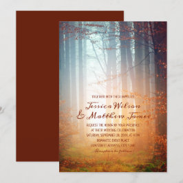 Landsbyggsbröllopet Rustic Fall Forest Burgundy Au Inbjudningar