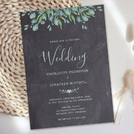Landsbyggsbröllopet Rustic Greenery Foliage Chalkb Inbjudningar