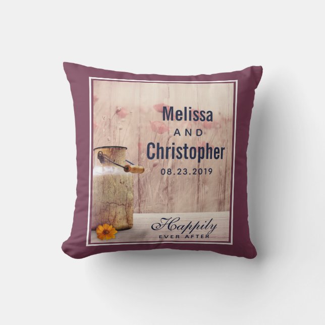 Landsbyggsbröllopet Rustic Mjölk can Kudde (Framsida)