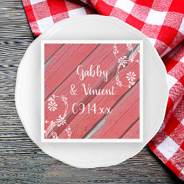 Landsbyggsbröllopet Rustic Red Barn Wood Pappersservett