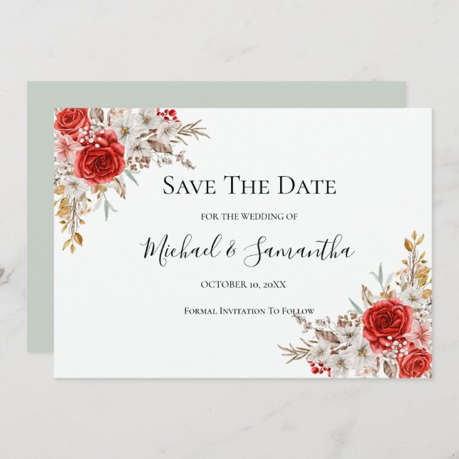 Landsbyggsbröllopet Rustic Ro Spara Datumet (Fram/baksida)