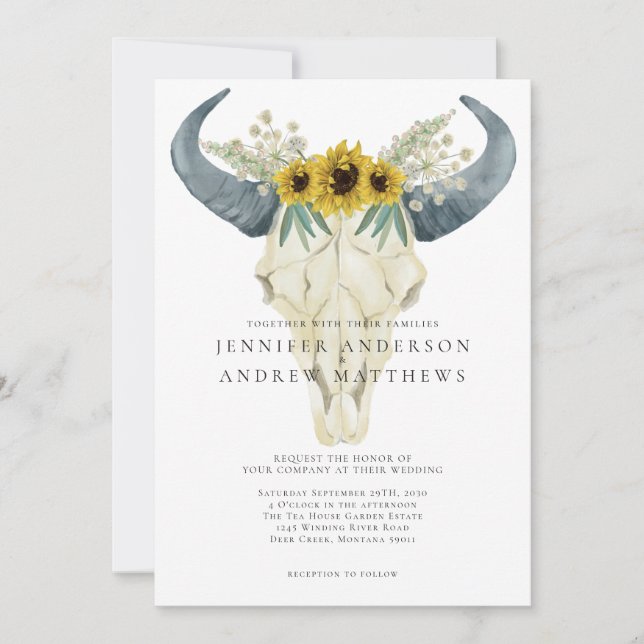 Landsbyggsbröllopet Rustic Solros Bohemian Inbjudningar (Framsida)