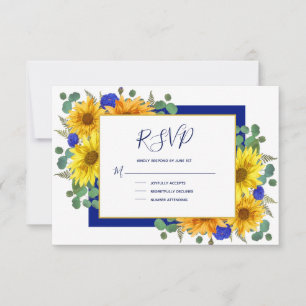 Landsbyggsbröllopet Rustic Solros Royal Blue Ro OSA Kort