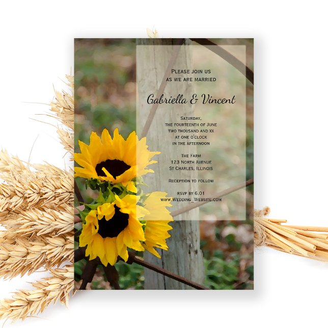 Landsbyggsbröllopet Rustic Sunblommor och Wagon Wh Inbjudningar (Skapare uppladdad)