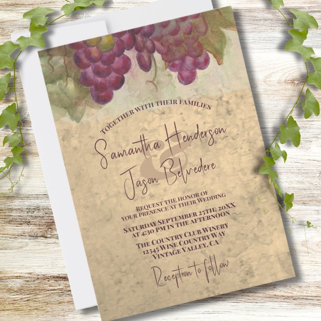 Landsbyggsbröllopet Rustic Vineyard Vin Inbjudningar (Skapare uppladdad)