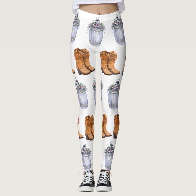 Landsbyggsbröllopet Rustic Wat för kvinnor Leggings (Framsida)