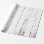 Landsbyggsbröllopet Rustic White Wood Shabby chic Presentpapper<br><div class="desc">Papper radbrytning</div>