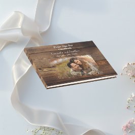 Landsbyggsbröllopet Rustic Wood Par Photo Gästböcker