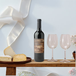 Landsbyggsbröllopet Rustic Wood Par Photo Vinflaska Etikett