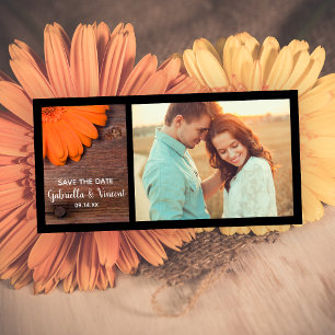 Landsbyggsbröllopet Rustik Orange Daisy Spara datu Datumet