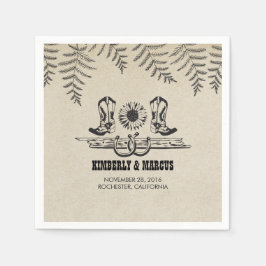 Landsbyggsbröllopet Solros Cowboy Boots Rustic Pappersservett