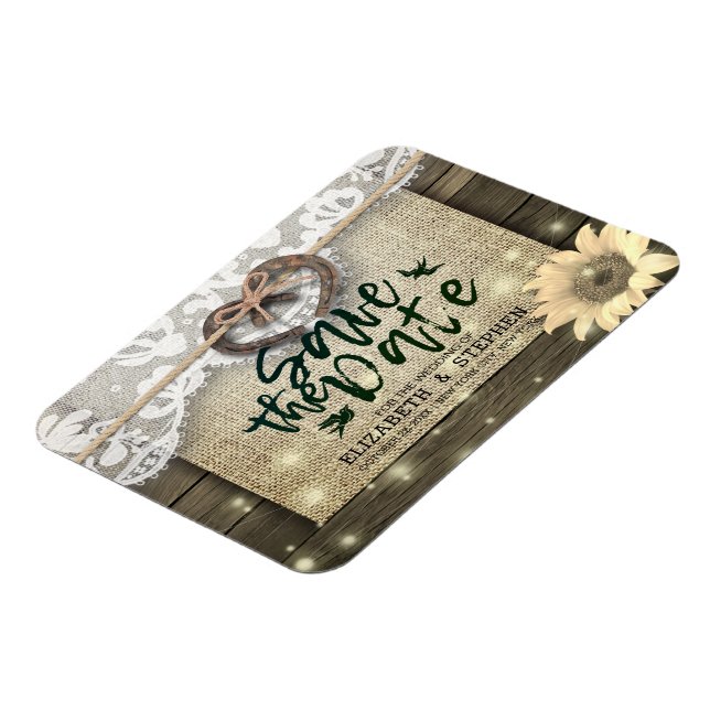 Landsbyggsbröllopet Solros spara datumet för solro Magnet (Vänstra Sidan)