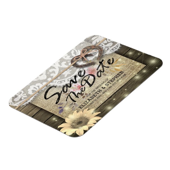 Landsbyggsbröllopet Solros spara datumet för solro Magnet (Vänstra Sidan)