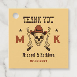 Landsbyggsbröllopet western Cowboy Skull Monogram Gåvor Etiketter