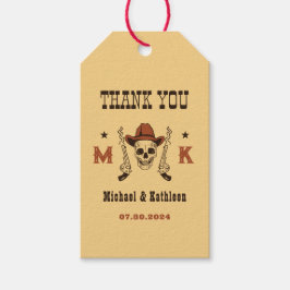 Landsbyggsbröllopet western Cowboy Skull Monogram Presentetikett