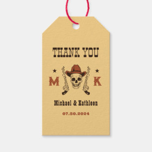 Landsbyggsbröllopet western Cowboy Skull Monogram Presentetikett