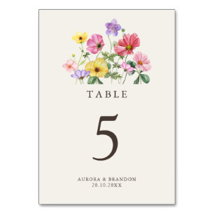 Landsbyggsbröllopet Wildblomma Rustic Chic Blommig Bordsnummer