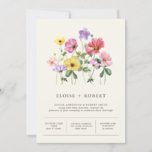 Landsbyggsbröllopet Wildblomma Rustic Chic Blommig Inbjudningar