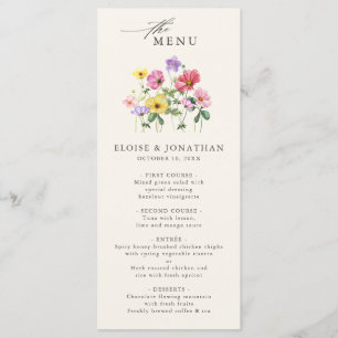 Landsbyggsbröllopet Wildblomma Rustic Chic Blommig Meny