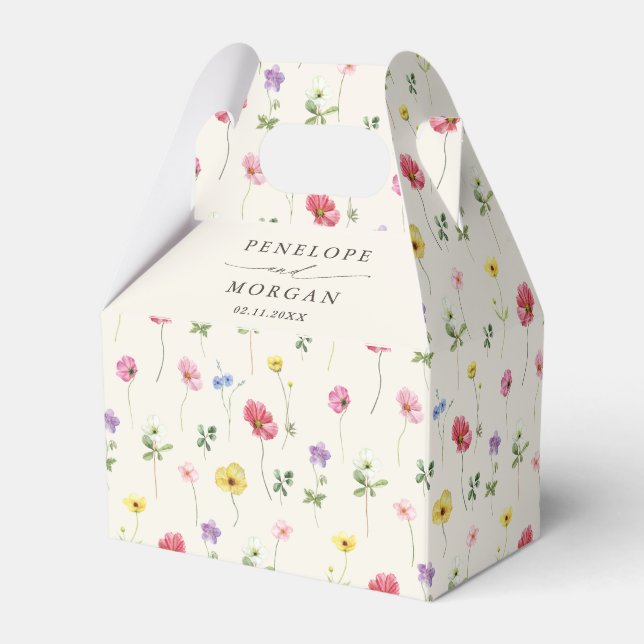 Landsbyggsbröllopet Wildblomma Rustic Chic Blommig Presentaskar (Baksidan Sidan)